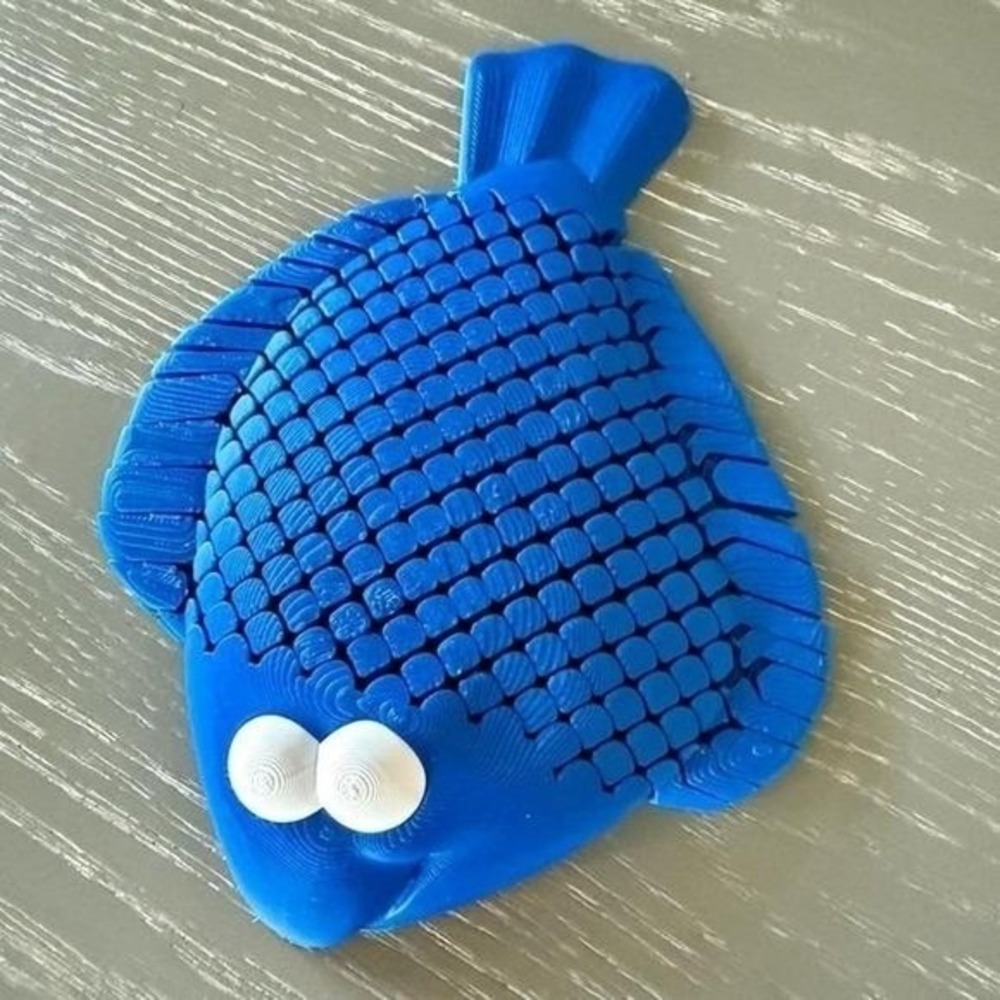 Blue 3D‎ Printed Fish Desk Buddy Shelf Decor Unique Fun Gift